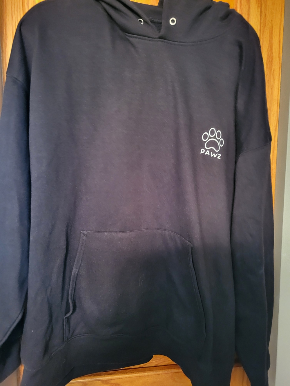 Pawz Hoodie Unisex Black With White Paw Pullover 2XL